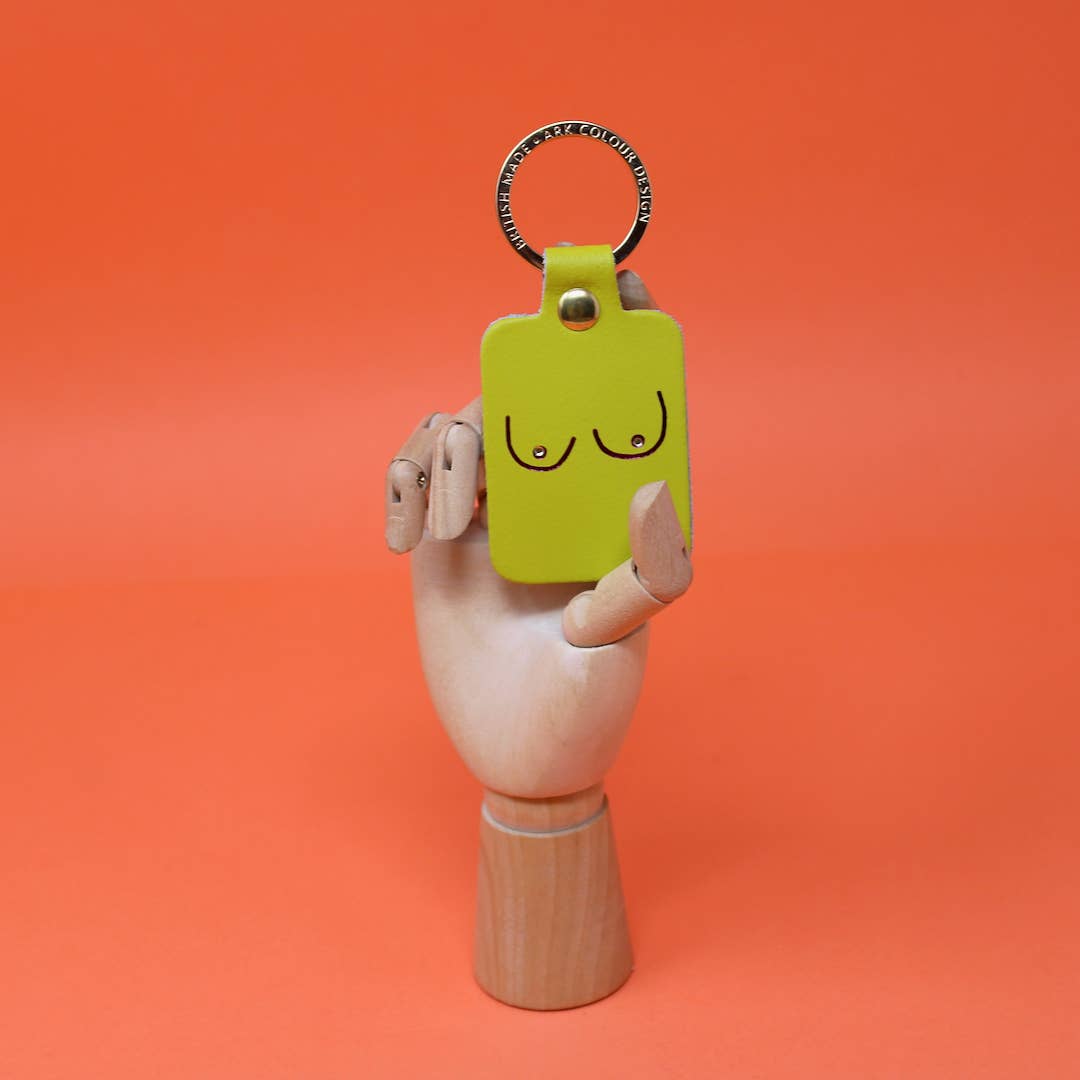 Boob Leather Key Fob: Bright Yellow