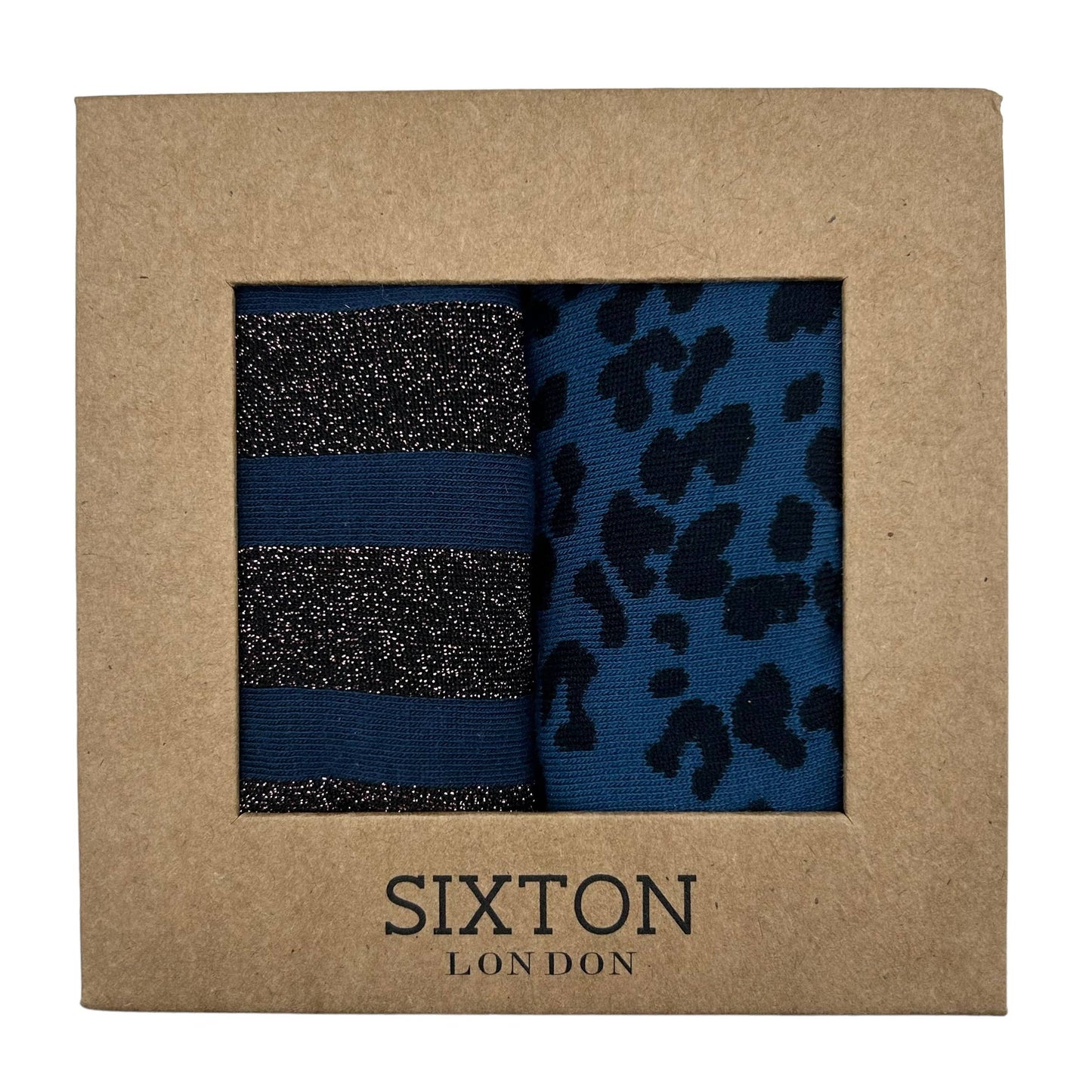 Sixton London - Denim leopard and Berlin  sock box duo