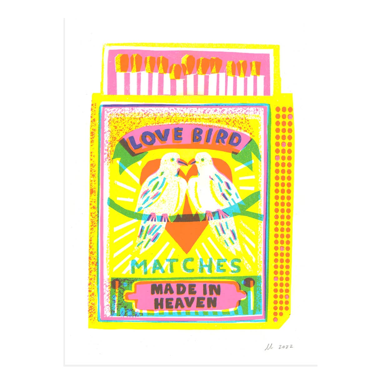 Love Bird Matches A4 Risograph Art Print