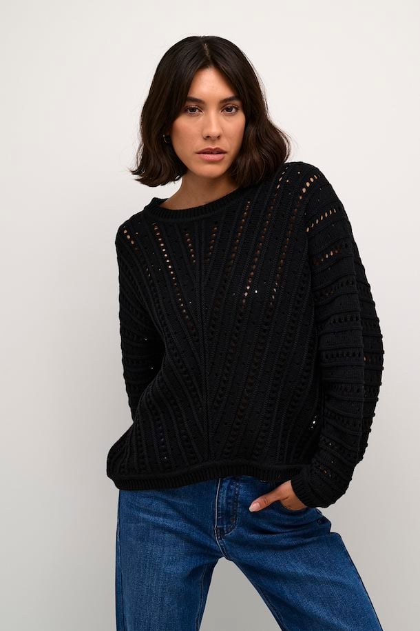 KAFFE Jolie Knit Pullover in Black Deep