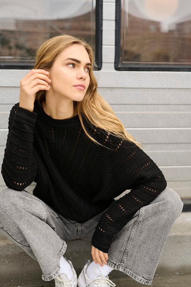 KAFFE Jolie Knit Pullover in Black Deep