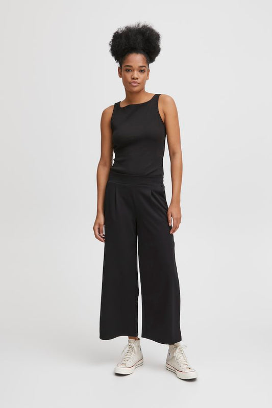 ICHI Kate SUS Ankle Length Black Trousers