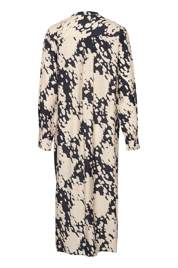 Kaffe Louise Shirt Dress in Black/Sand Graphic Cloud