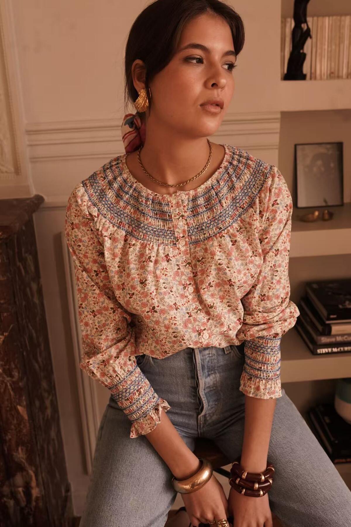 Tio Floral Print Boho Chic Blouse