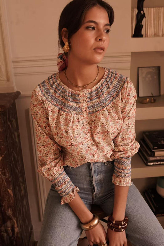 Tio Floral Print Boho Chic Blouse