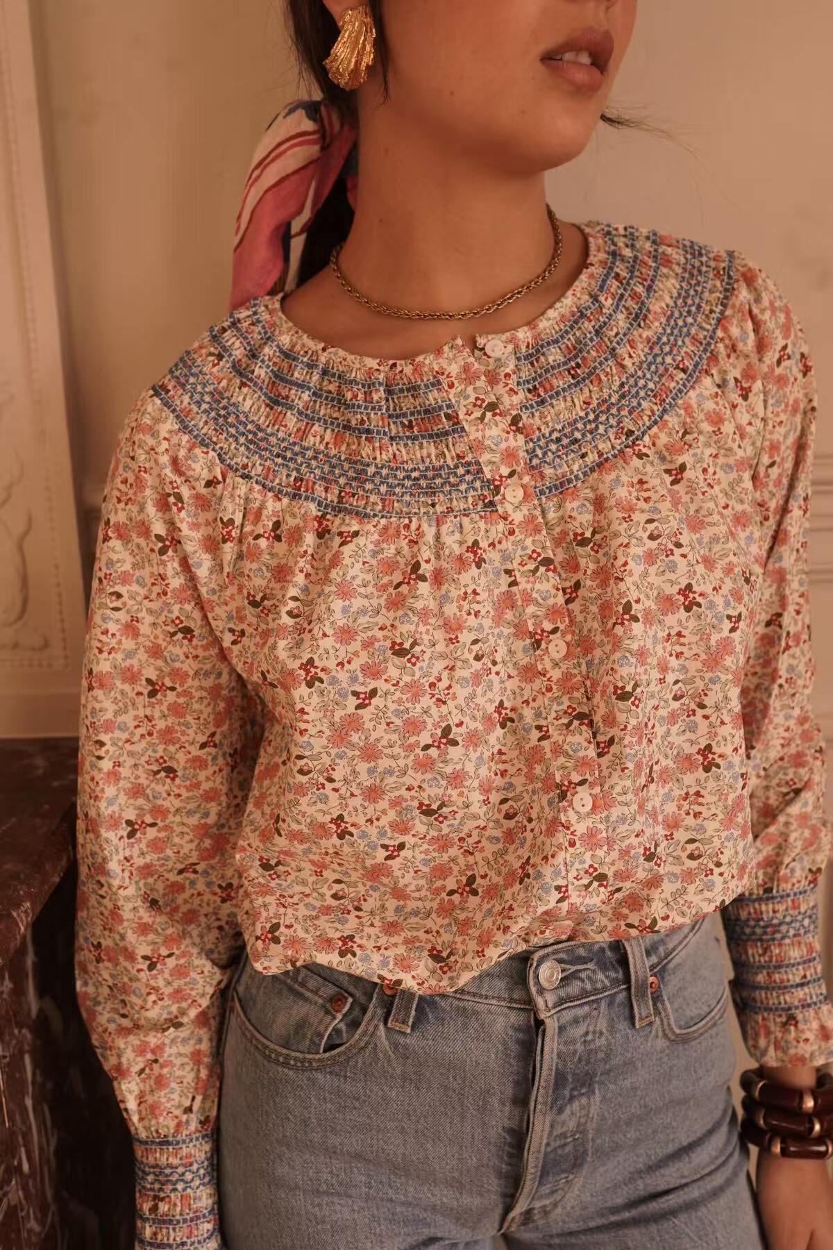 Tio Floral Print Boho Chic Blouse