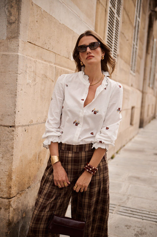 Colette Embroidered Blouse in White