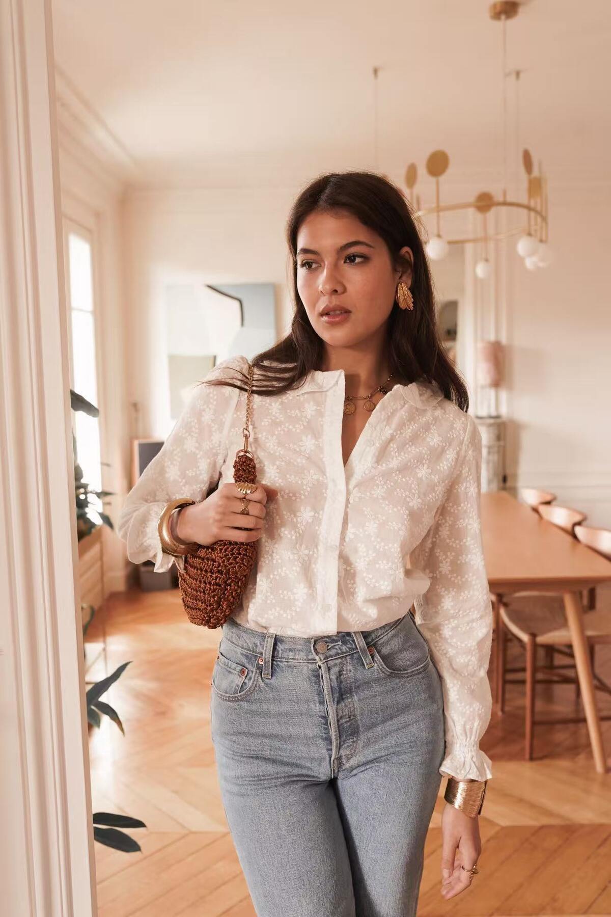 Emily Embroidered Blouse in White