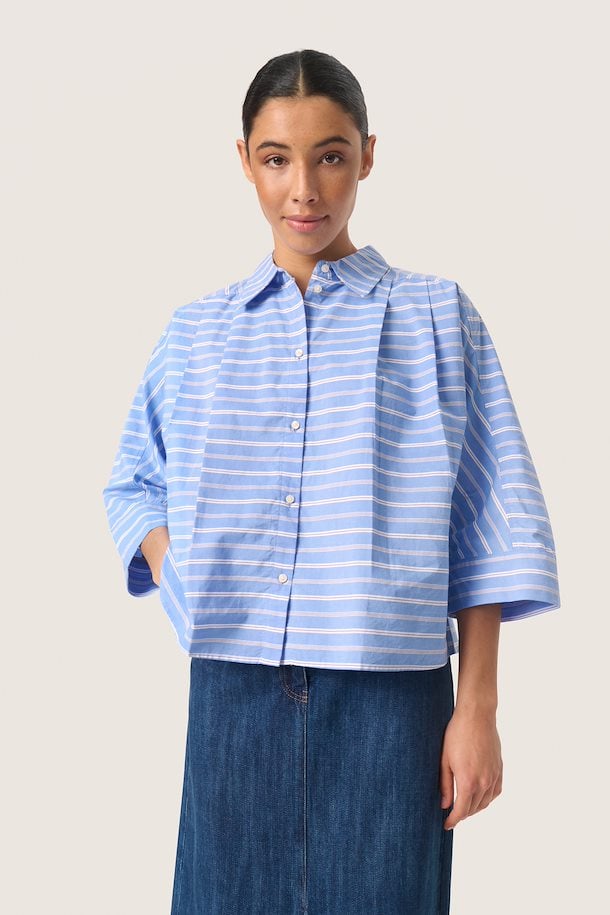 Soaked in Luxury Merona Shirt in Blue & White Stripe