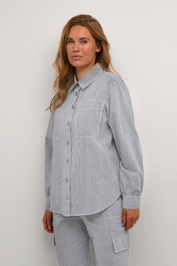 KAFFE Marilla Shirt in Blue/White Stripe