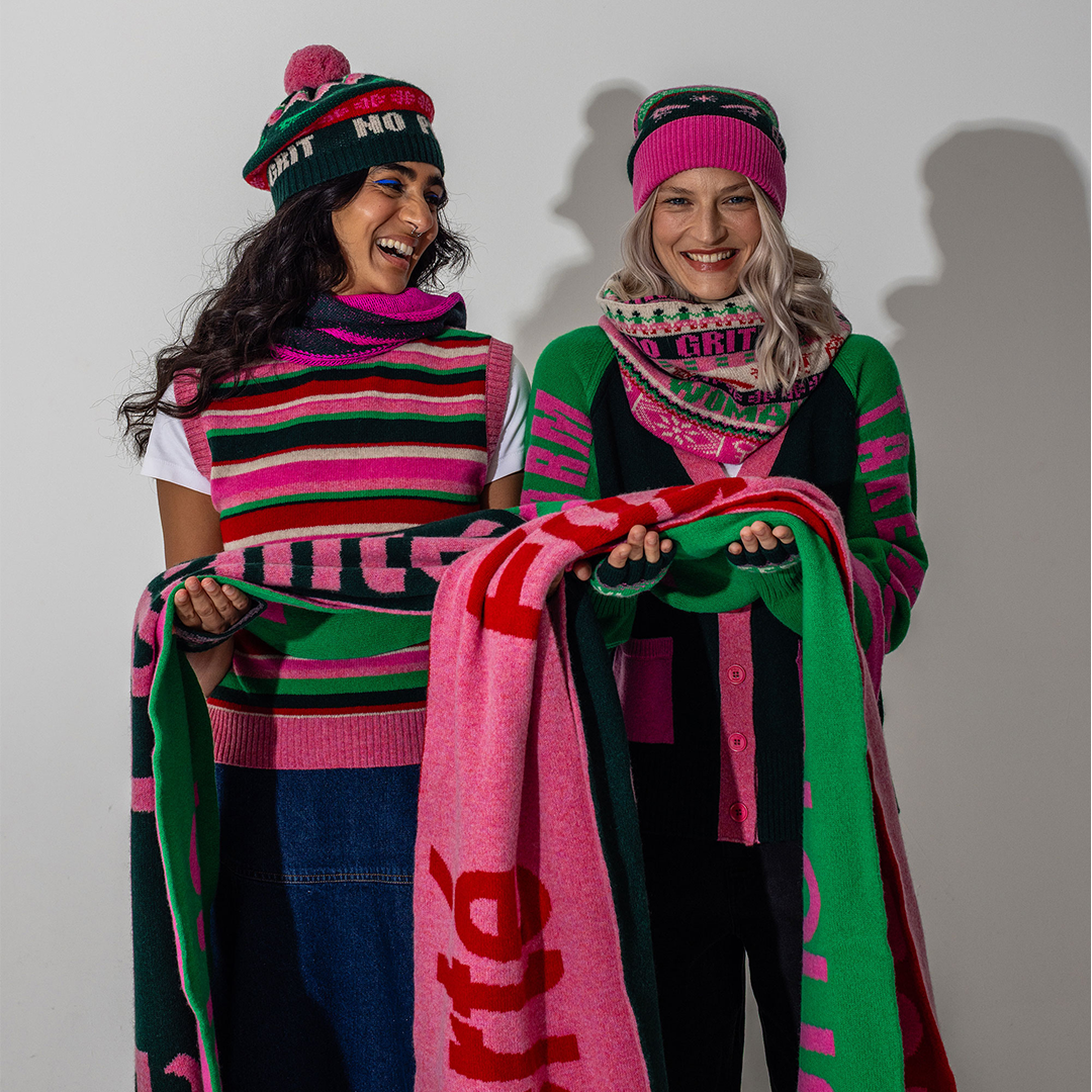 Black & Beech Feminist Fairisle Loop Scarf in Bubblegum