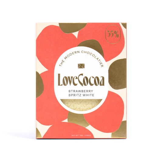 Love Cocoa Champagne and Strawberry White Chocolate Bar