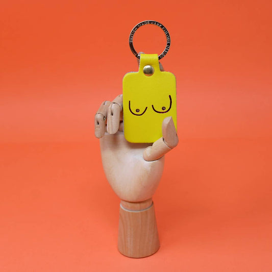 Boob Leather Key Fob: Bright Yellow