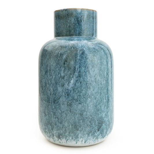 Short Neck Reactive Blue Bottle Vase  