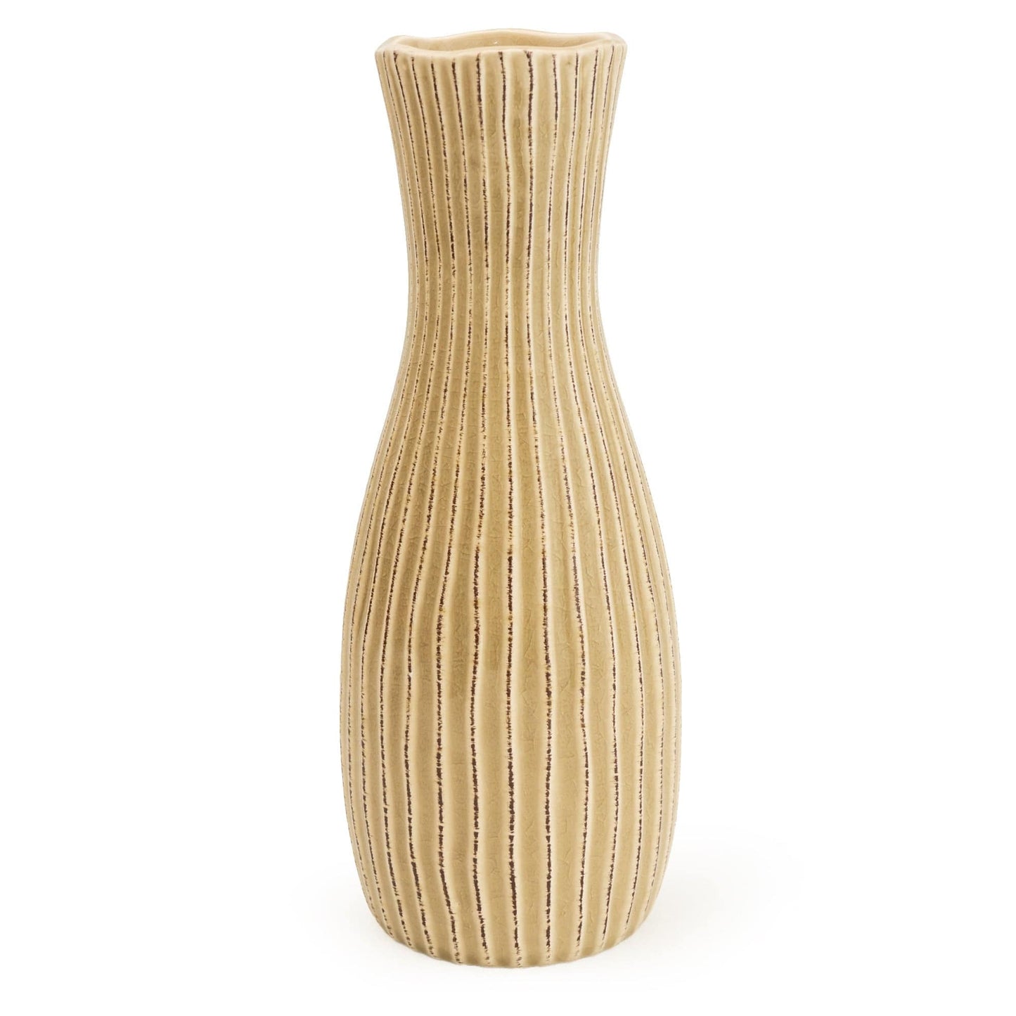 36.5cm Bottle Ridged Vase - Cream