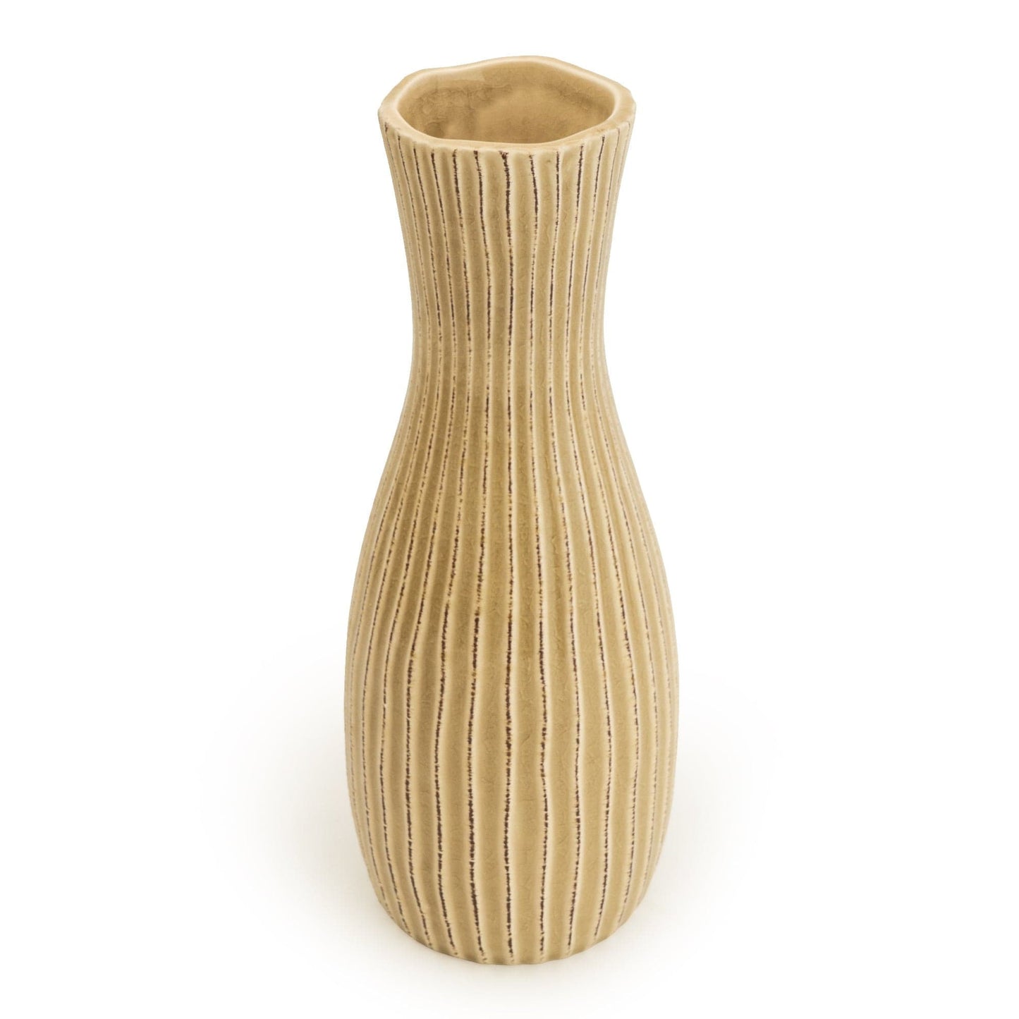 Bottle Ridged Vase - Cream