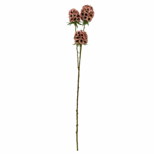 Single Stem Faux 3 Headed Scabiosa Stellata Flower in Pink