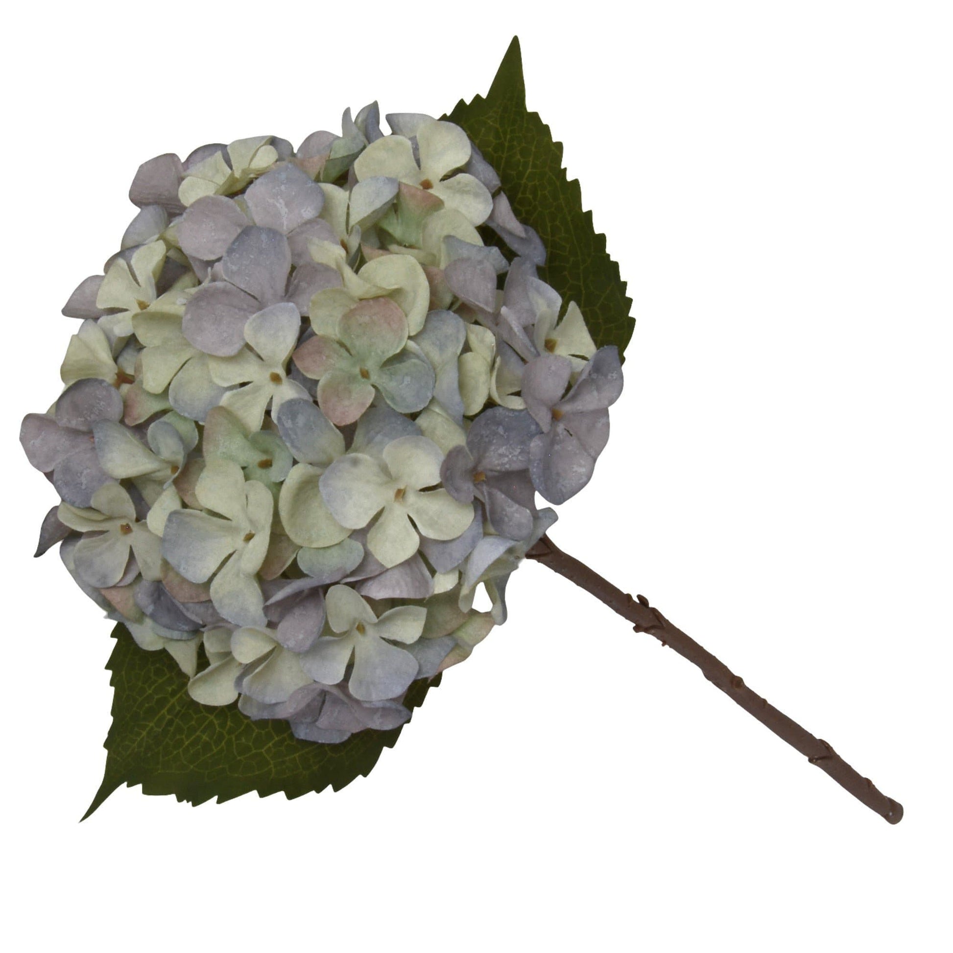 Single Two Toned Hydrangea Green & Blue Faux Stem