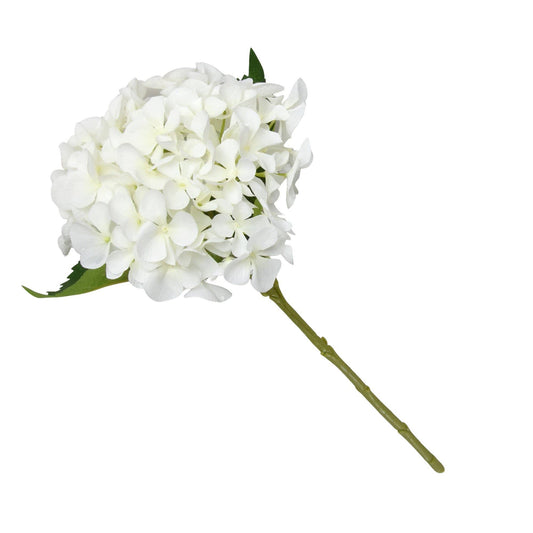 46cm Single Stem White Faux Hydrangea