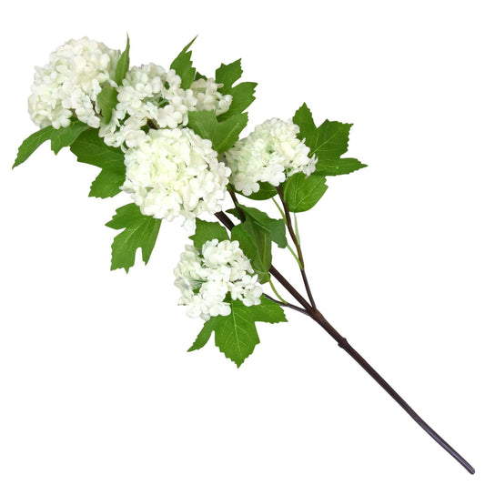 White 6 Headed Viburnum Faux Flower 64cm