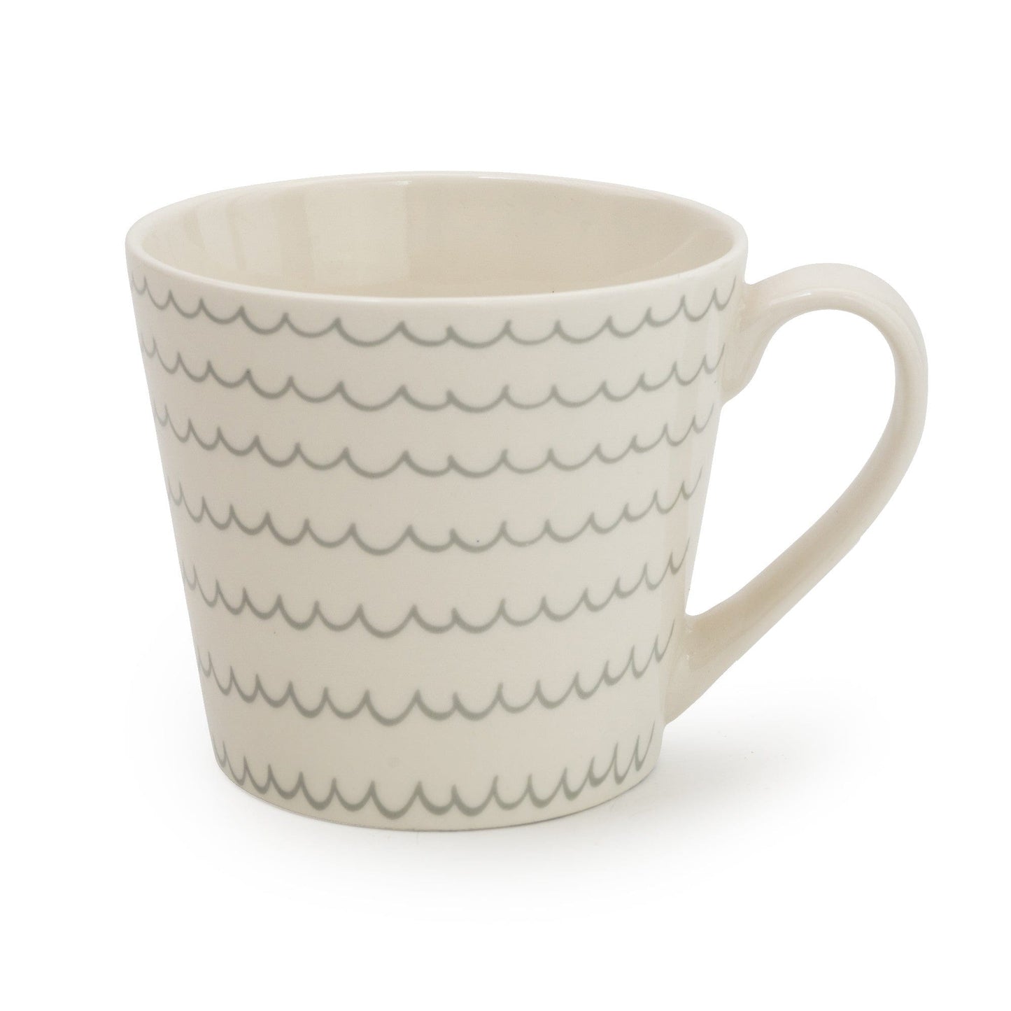 Wide Mug Nautical Wave Lines Grey 