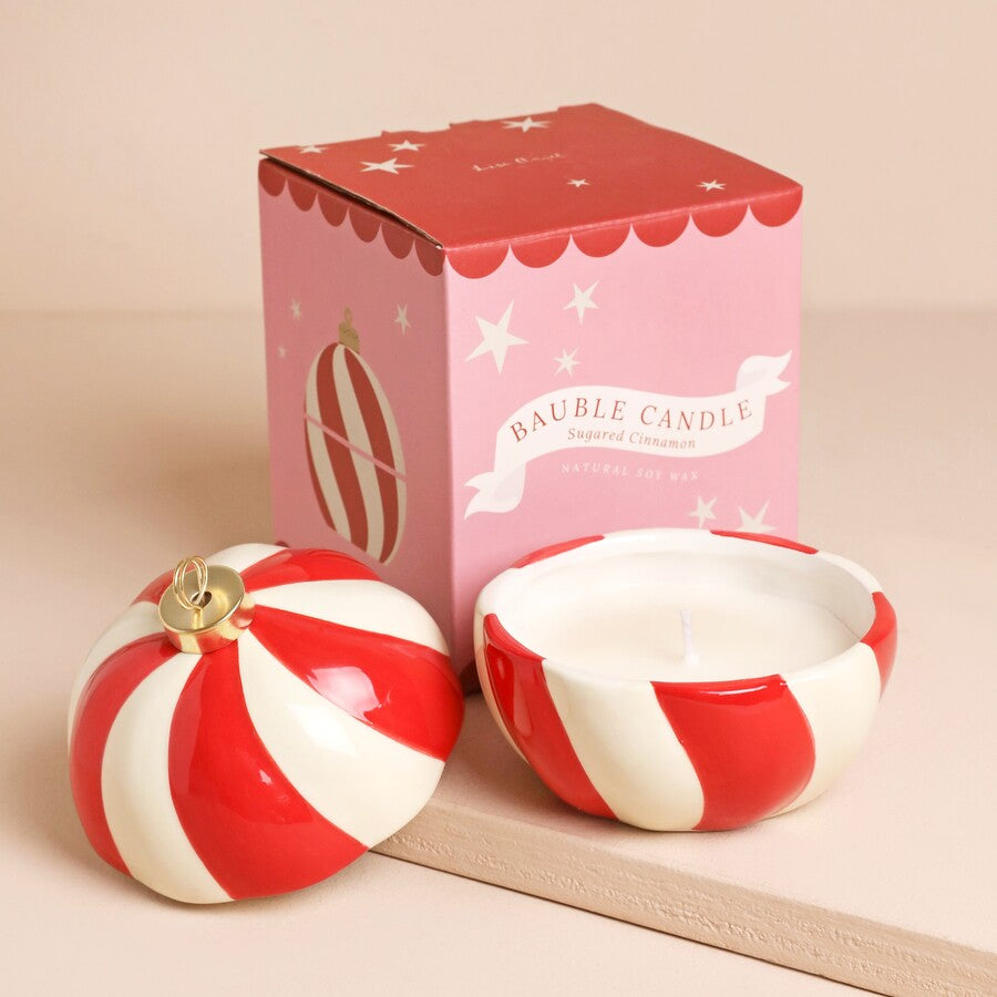 Lisa Angel Candy Cane Stripe Cinnamon Bauble Candle
