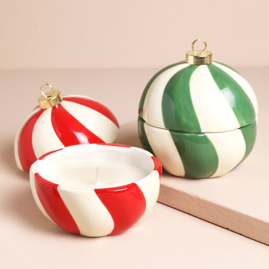 Lisa Angel Candy Cane Stripe Cinnamon Bauble Candle