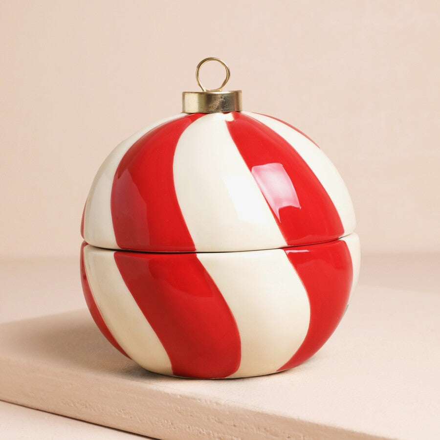 Lisa Angel Candy Cane Stripe Cinnamon Bauble Candle
