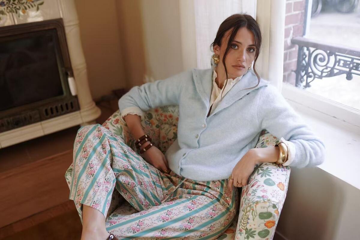 Margot High Button neck Cardigan in Sky