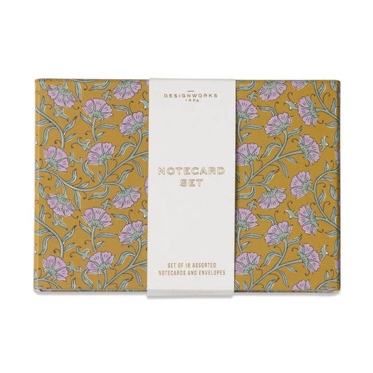 Notecard set with floral design on a white background