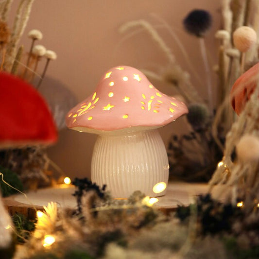 Lisa Angel Ceramic LED Pink and White Toadstool Light