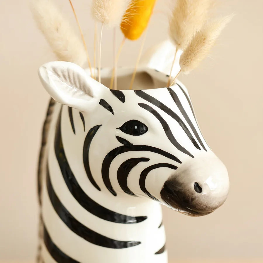 Ceramic Zebra Head Vase