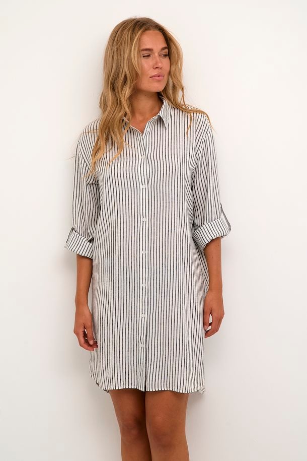 KAFFE Milia Shirt Dress in Chalk / Black Stripe