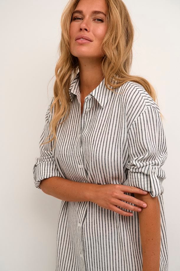 KAFFE Milia Shirt Dress in Chalk / Black Stripe