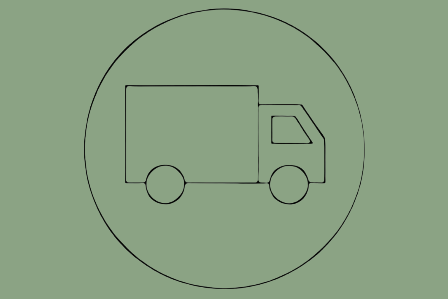 circular images with the outline of a delivery truck no colour