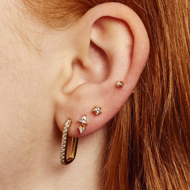 Diamond Drop Single Flat Back Earring