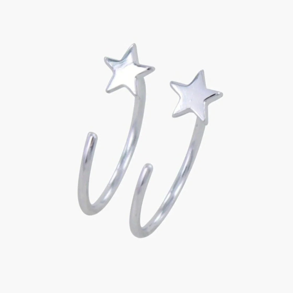 Reeves & Reeves crescent star hoop earrings in sterling silver