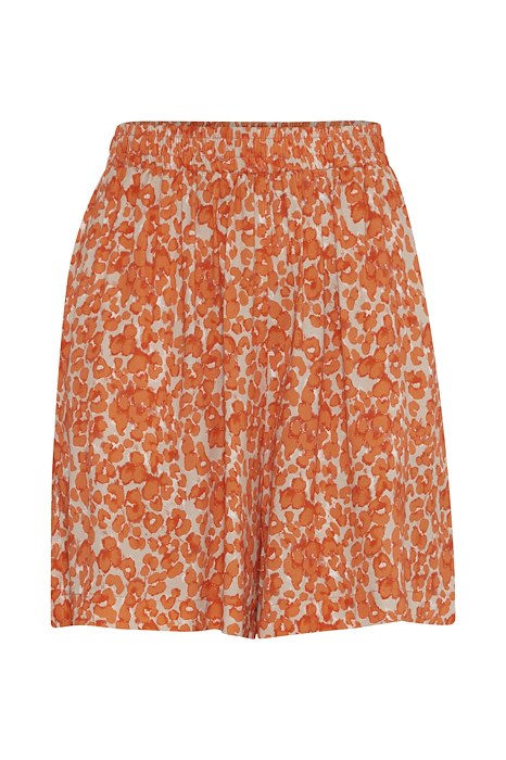 The Ichi Aya shorts are a loose fit, knee length short in a coral rose print