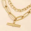 Lisa Angel - Stainless Steel Double Layer T-Bar Pendant Necklace in Gold