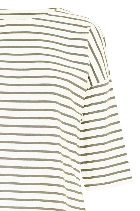 Fransa Siva Tee in Green & White Stripe