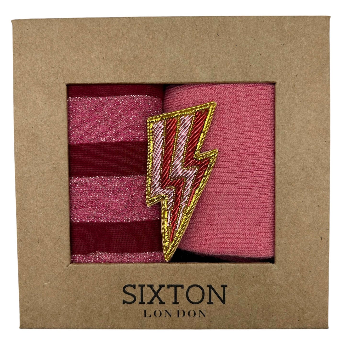 Sixton London - Red Berlin and Barcelona sock box duo with lightning bolt