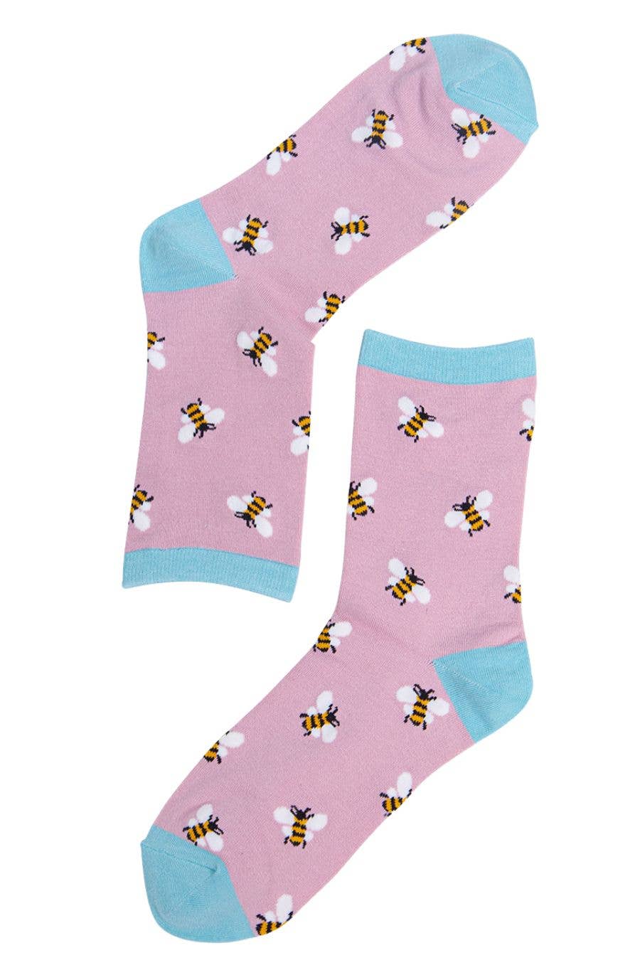 Womens Bamboo Bee Socks Bumblebees Pink Ankle Socks