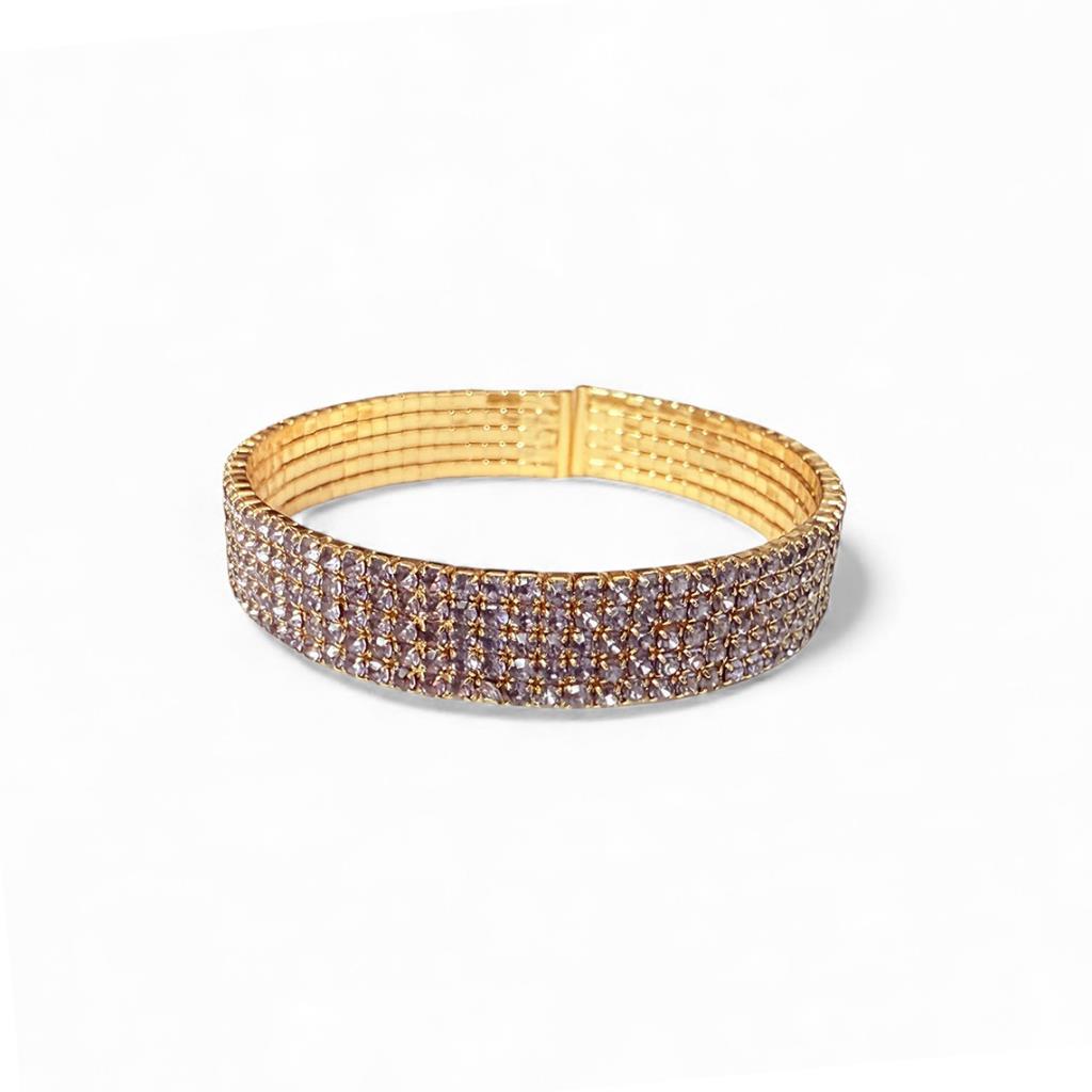 Multi Row Bracelet - Cubic Zirconia mauve/Gold