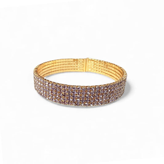 Multi Row Bracelet - Cubic Zirconia mauve/Gold
