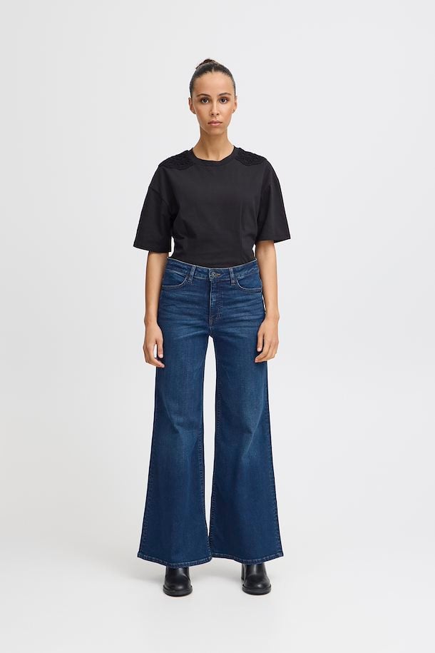 Ichi Twiggy Wide Denim Dark Blue Jeans