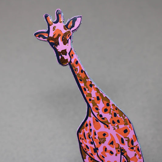 Ark Colour Design - Giraffe Shaped Leather Bookmark: Hot Pink