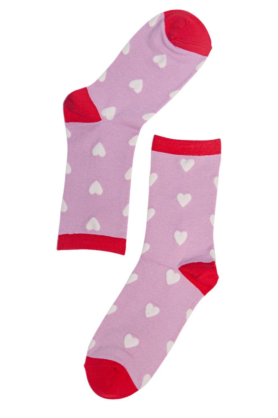 Womens Bamboo Socks Red Love Hearts Novelty Ankle Socks Pink