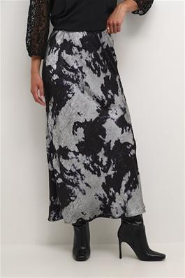 Kaffe Asky Skirt in Black/Silver Cloud