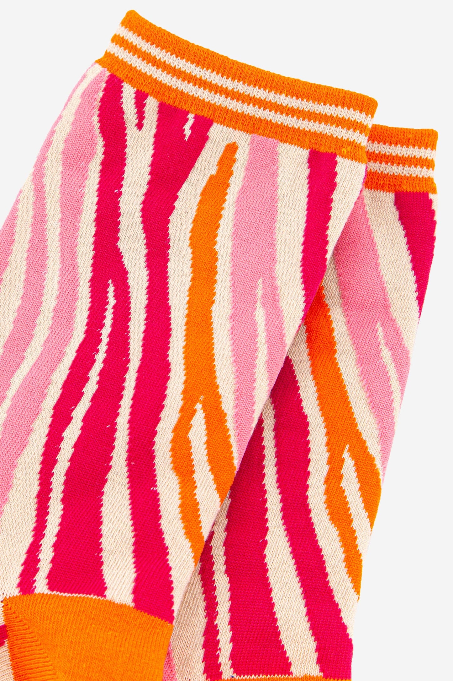 Women's Zebra Print Bamboo Socks in Orange Pink