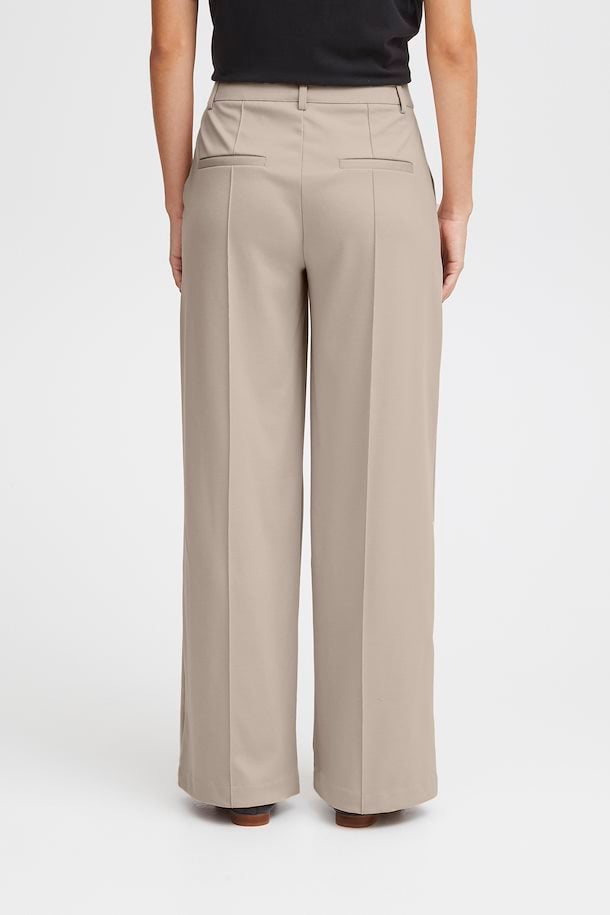 ICHI Kate Office Long Wide Pants in Doeskin